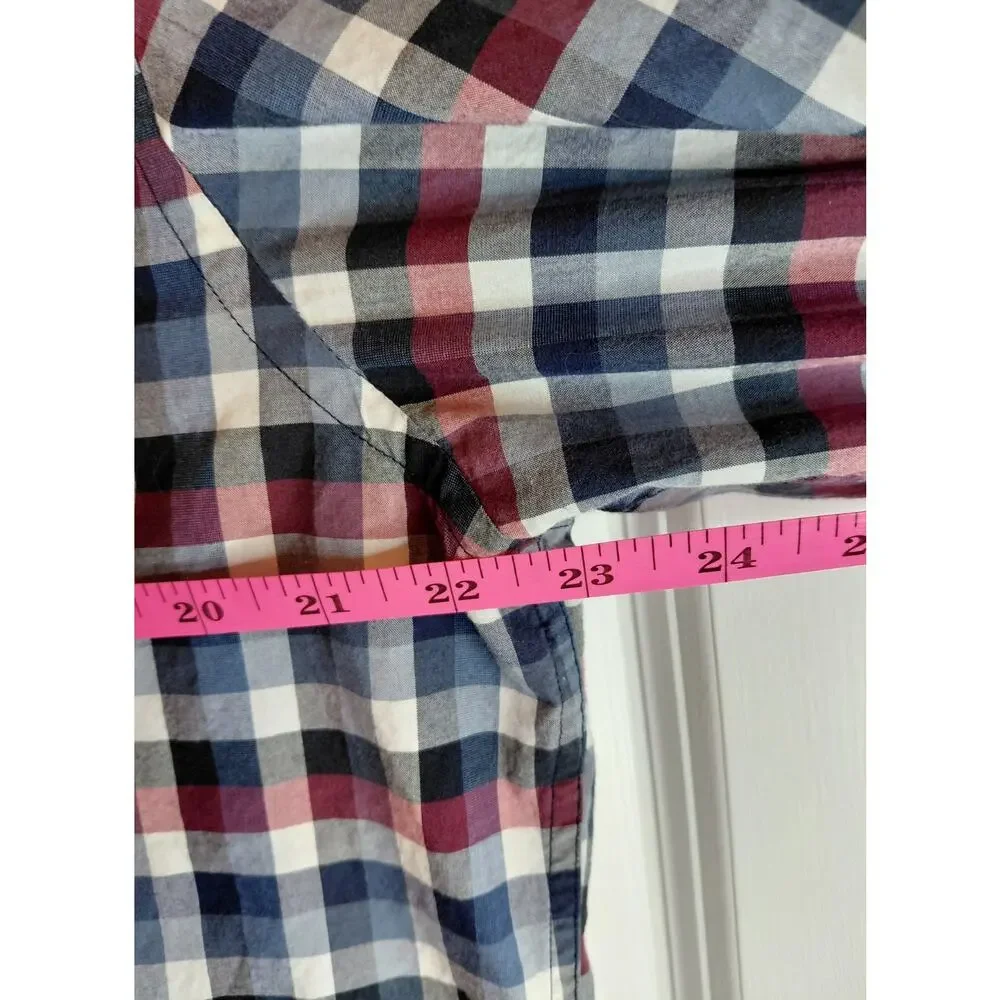 Banana Republic Soft Wash Standard Fit Plaid Button Up Shirt Mens L Blue Preppy
